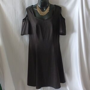 Jasambac dress, Black, cold shoulder, swing skirt, XL